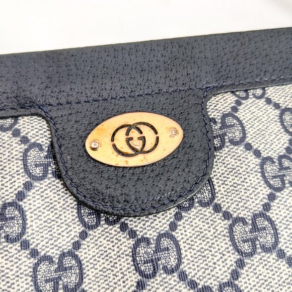 Vintage Gucci Logo Crossbody Bag Blue Small - Picture 2 of 16